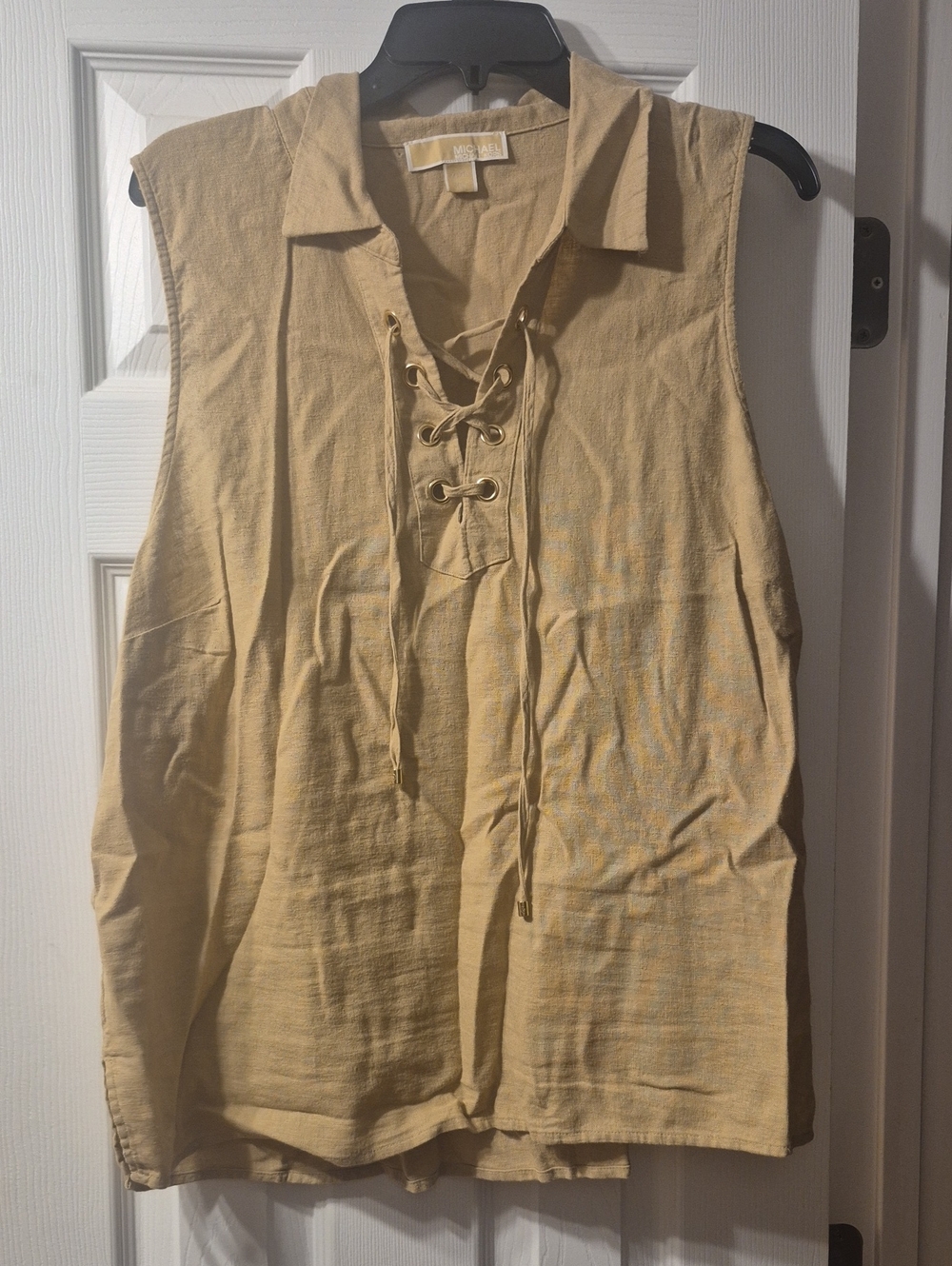 Michael Kors Sleeveless Collared Top in Light Mustard